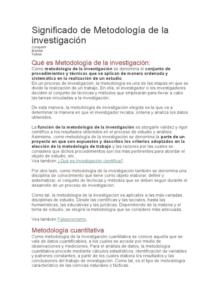 Significado de Metodología de La Investigación