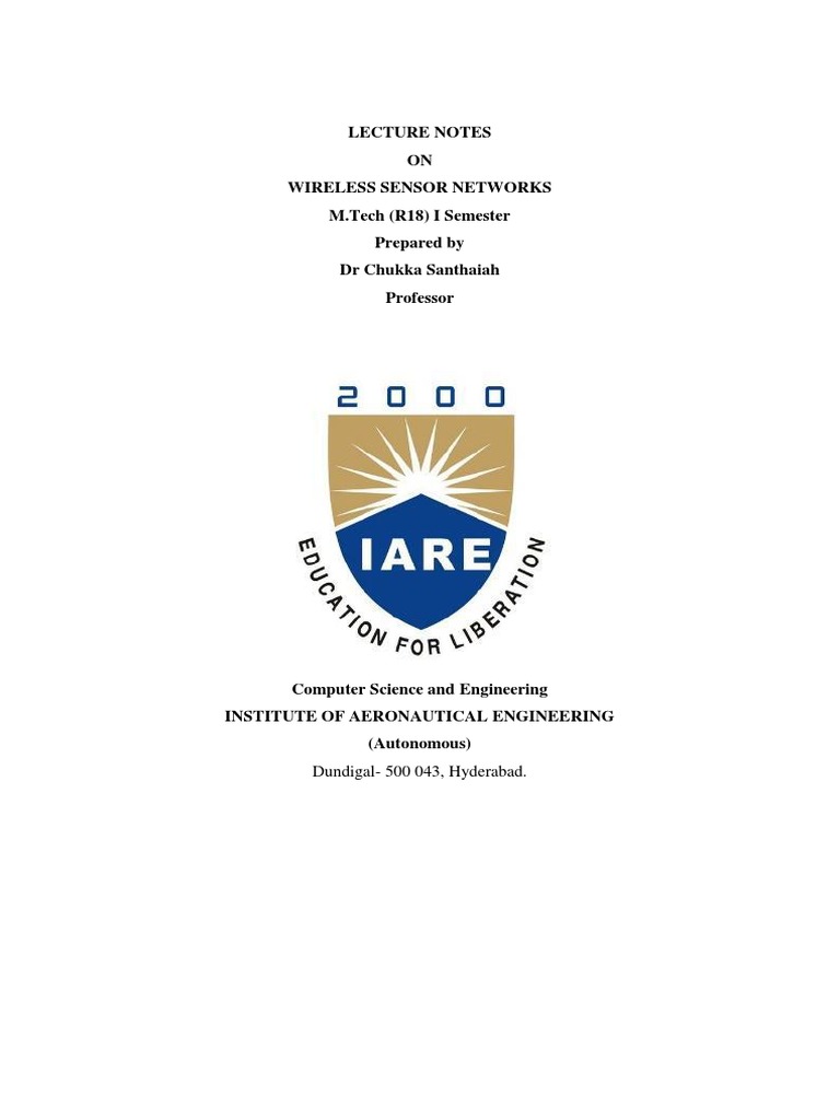 WSN Lecture Notes PDF Wireless Sensor Network Network Congestion