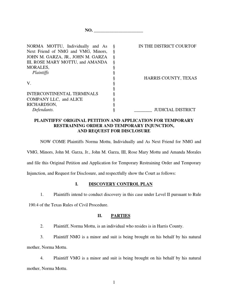 ITC Lawsuit: Mottu v. Intercontinental Terminals | PDF | Negligence ...