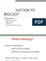 Introduction To Biology: Take Home Points