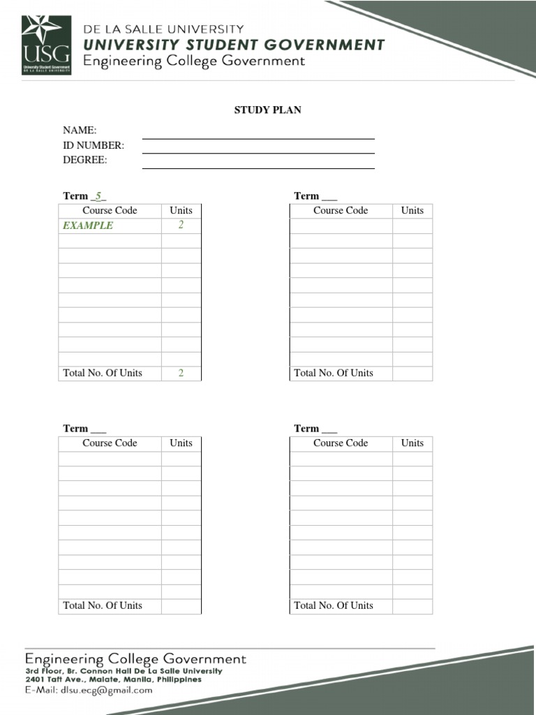 Study Plan Template for Degree Programs | PDF