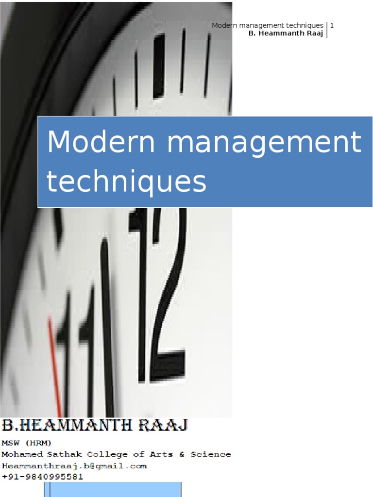 Modern Management Techniques Overview | PDF | Standardization ...