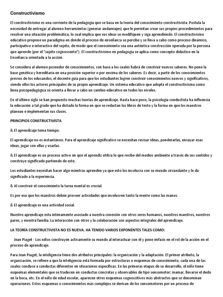 Constructivismo | PDF | Constructivismo (filosofía de la educación ...