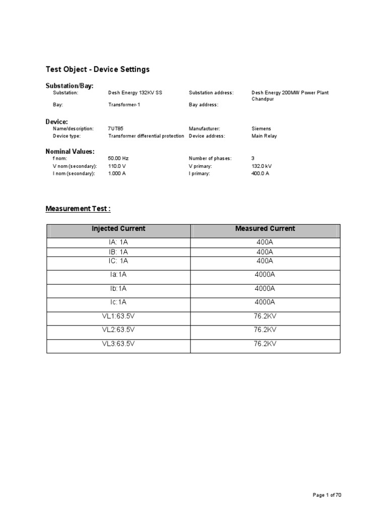 Transformer Differential Protection Test | PDF | Electrical Substation ...