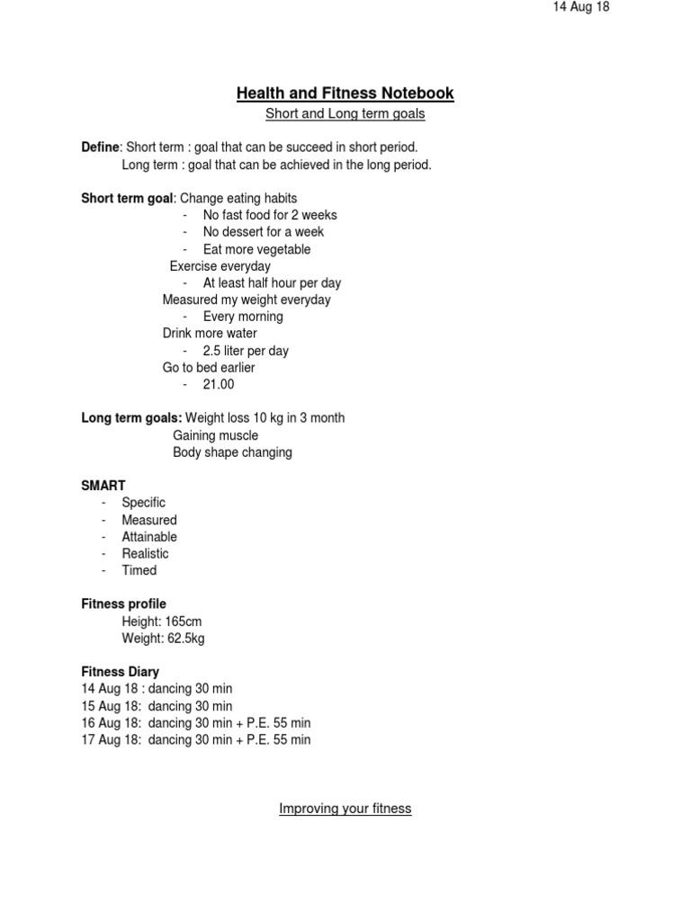 Health and Fitness Goal Setting Guide | PDF | Skeleton | Bone