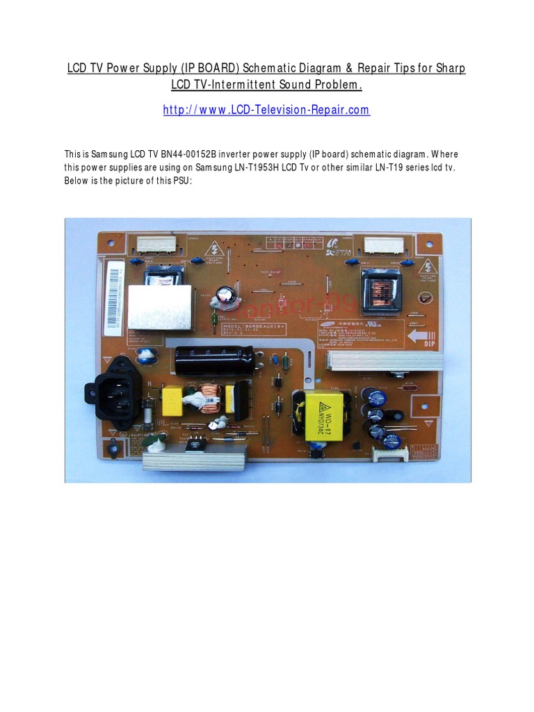 LCD TV Power Supply (IP BOARD) Schematic Diagram & Repair Tips For