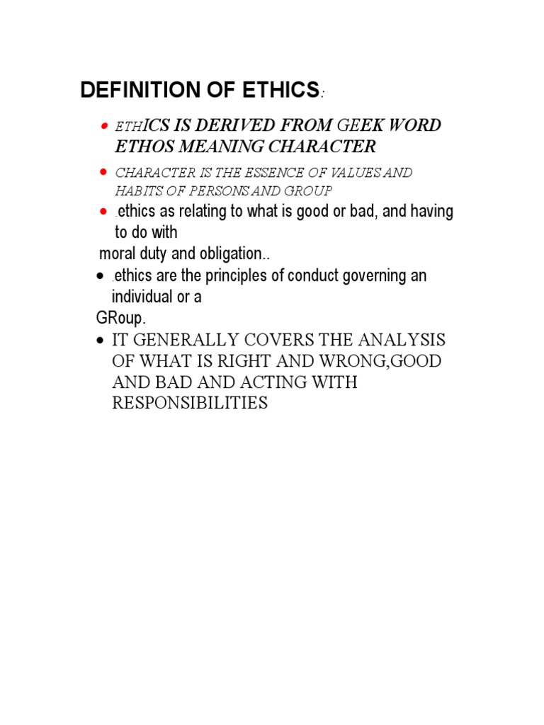Definition of Ethics | PDF | Self-Improvement