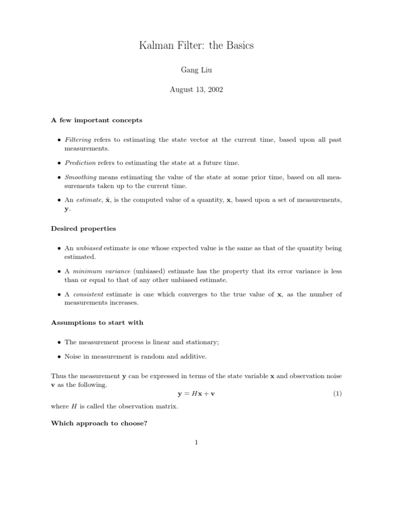 Understanding Kalman Filter Basics | PDF | Bias Of An Estimator ...