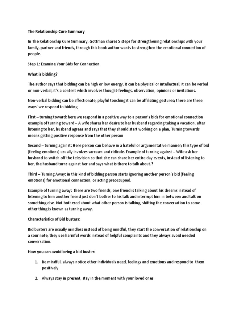 The Relationship Cure Summary PDF Nonverbal Communication Emotions