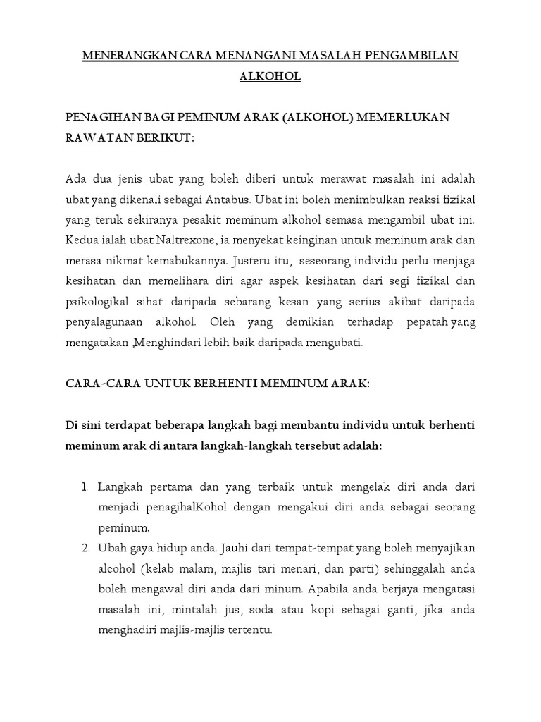 Menerangkan Cara Memberhenti Alkohol Pdf
