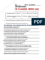 Adjective Clause: Who (A) : Grammar Worksheet
