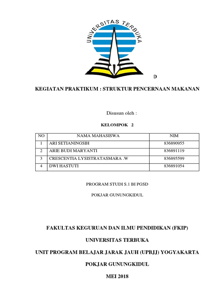 Laporan Praktikum Ipa SD Sistem Pencernaan | PDF