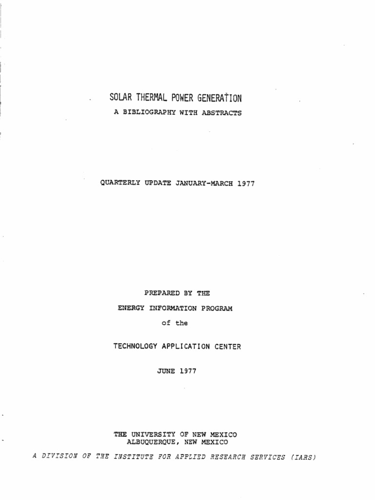 Solar Thermal 1977 PDF | PDF | Hydrogen | Energy Development