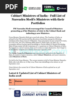 Cabinet Ministers Of India Full List Of Narendra Modis Ministers