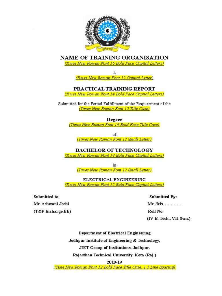 Practical Training Report: Electrical Engineering | PDF | Times New ...