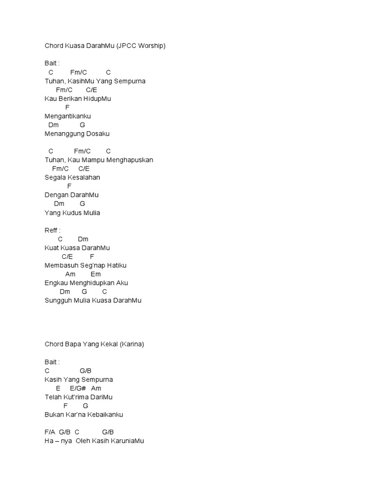 Bapa Engkau Sungguh Baik Chord D