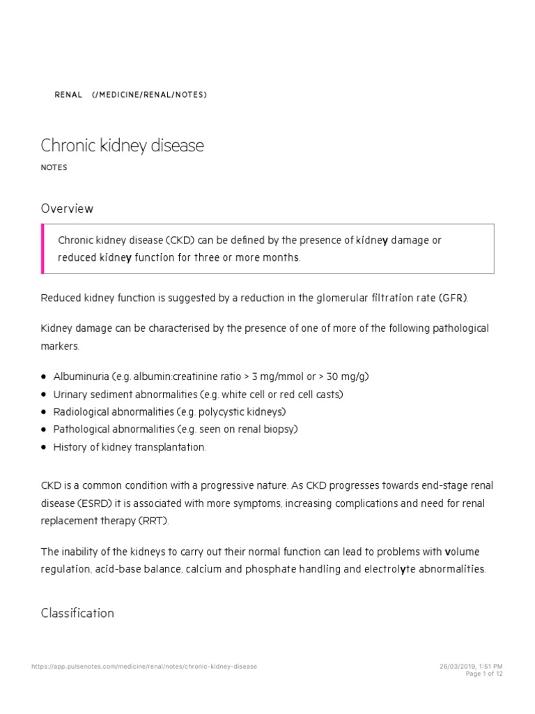 Chronic Kidney Disease Overview and Management | PDF | Chronic Kidney ...