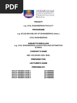 Contoh Muka Hadapan Projek Format Uitm Pdf