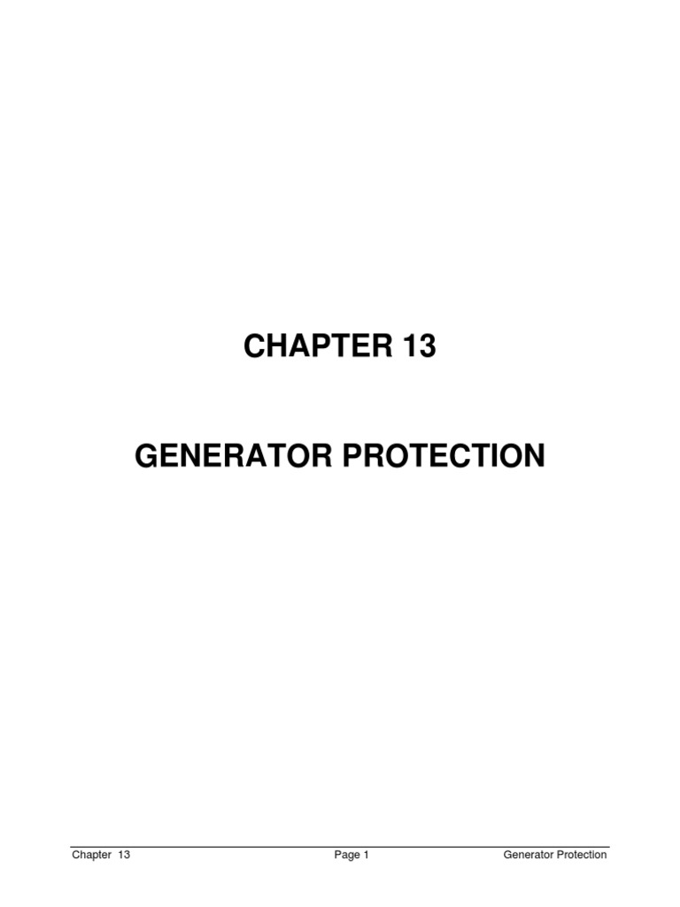 NEW Chapter 13 Generator Protection PDF | PDF | Relay | Electric Generator