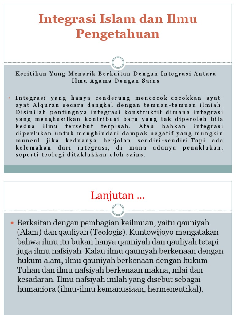 Integrasi Islam Dan Ilmu Pengetahuan