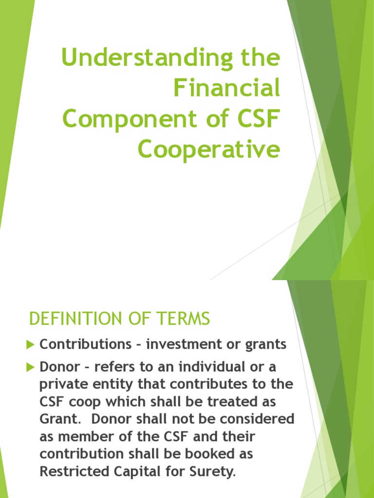 Understanding The Financial Component of A CSF Coop PDF Loans