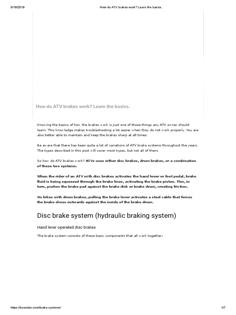 How Do ATV Brakes Work Learn The Basics PDF PDF Anti Lock