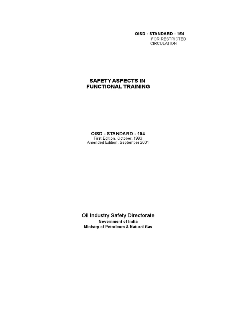 Safety Aspects in Functional Training Oil Industry Safety Directorate