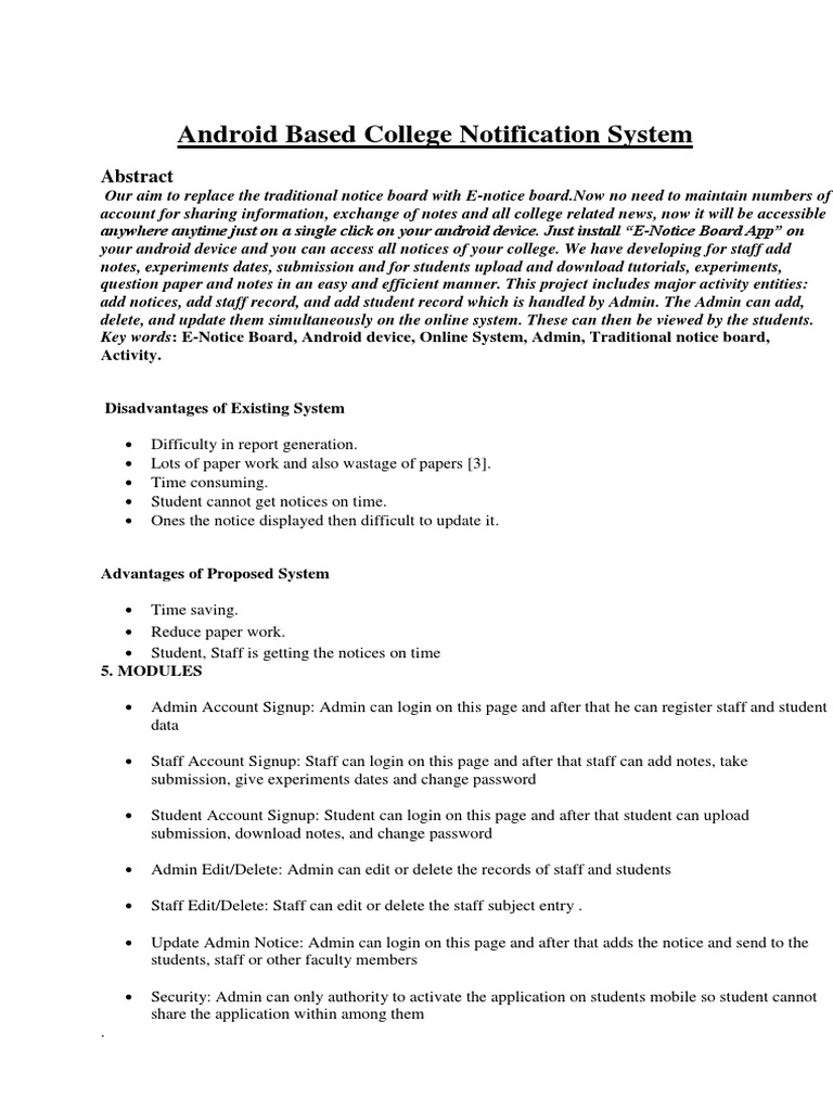 Android Based College Notification System | PDF