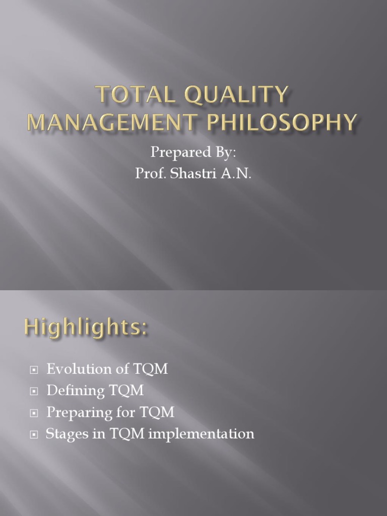 Total Quality Management Philosophy PDF Quality Assurance Quality