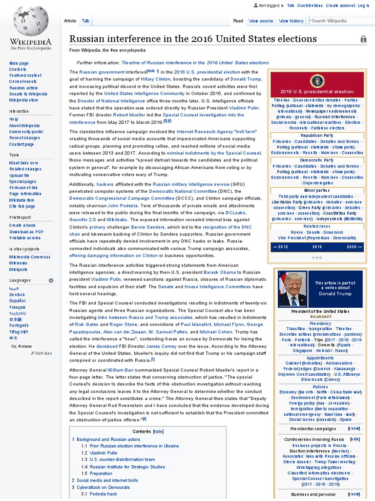 Russian Interference in The 2016 United States Elections | PDF | 2016 ...