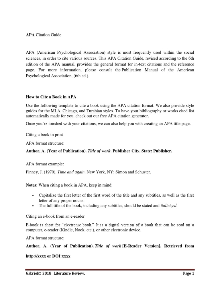 Apa Citation Apa Style