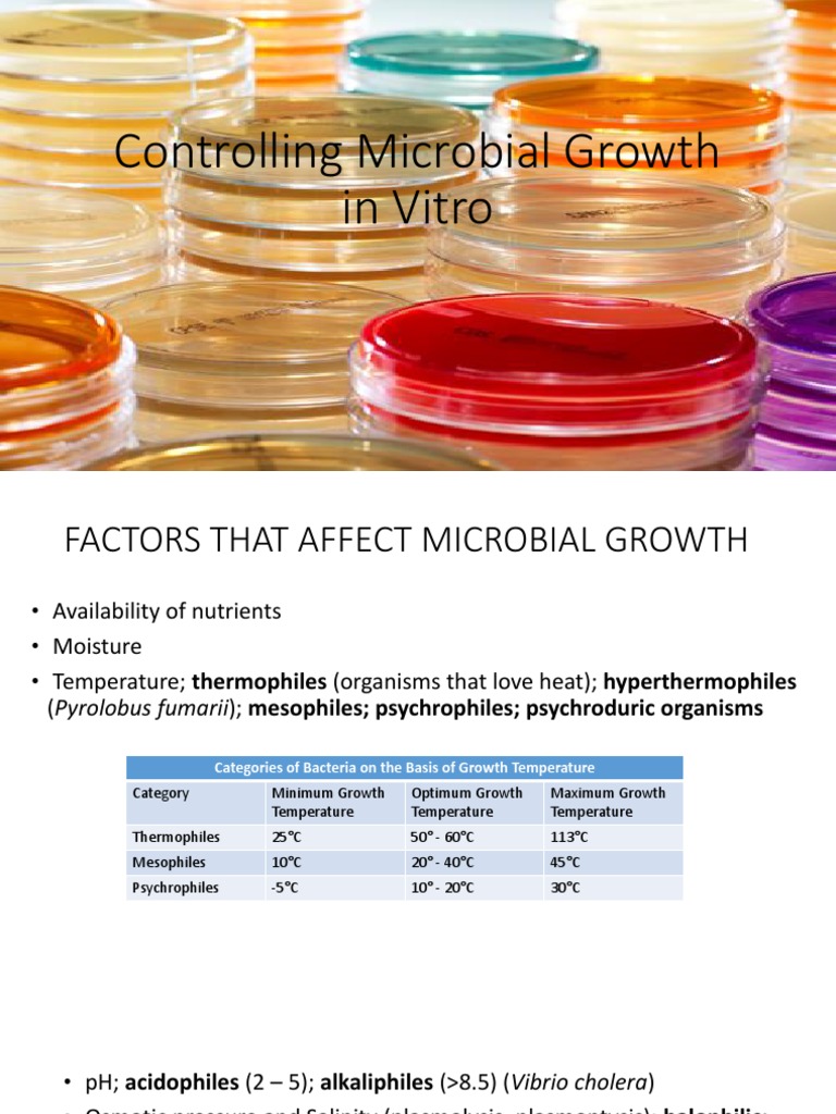 In Vitro Microbial Growth Control Methods | PDF | Growth Medium | Bacteria