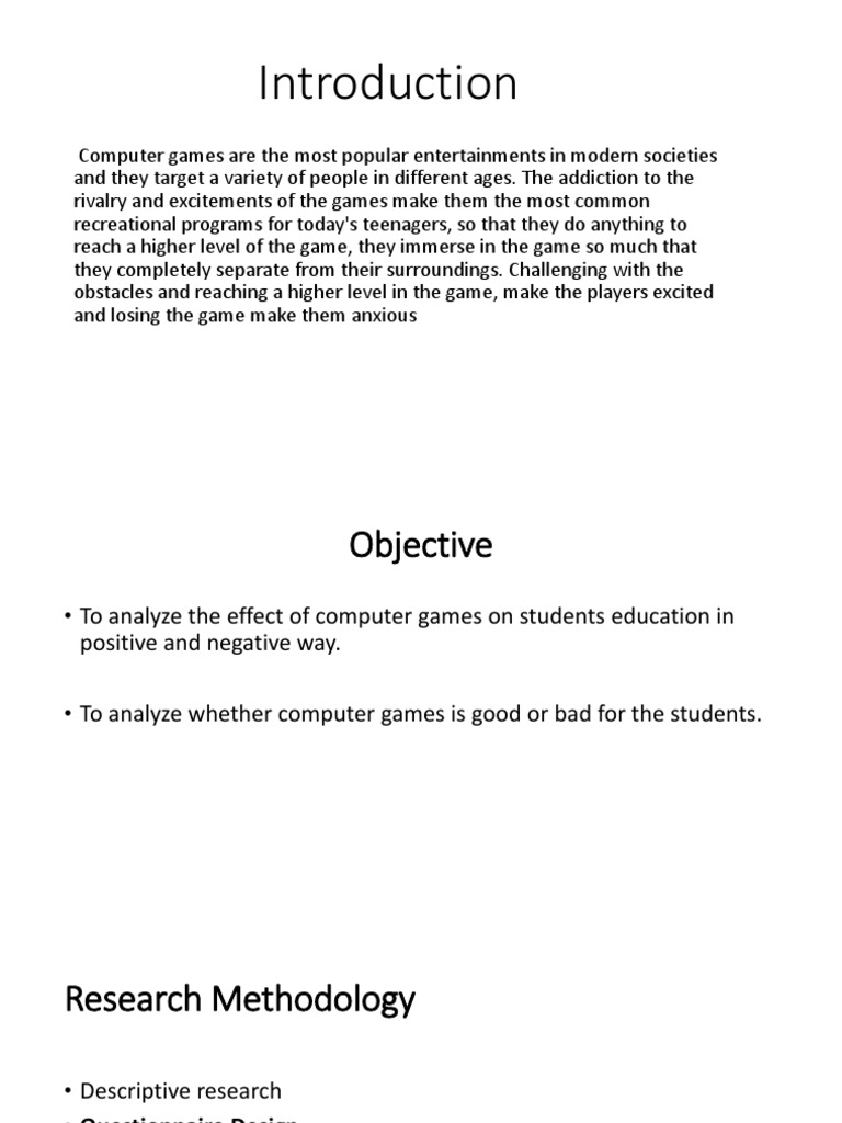 Effect of computer game on student Video Games Null Hypothesis