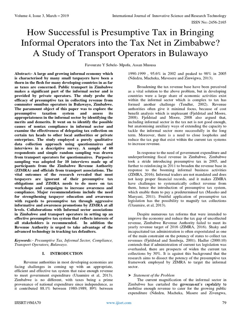 How Successful Is Presumptive Tax in Bringing Informal Operators Into
