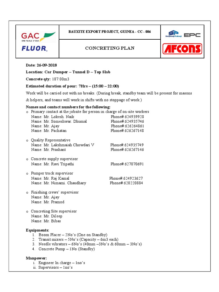 Concrete Pour Plan | Structural Engineering | Concrete