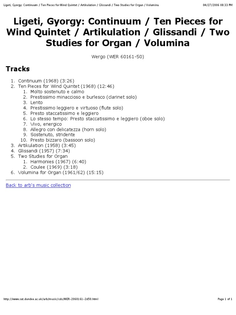 Ligeti, Continuum PDF PDF