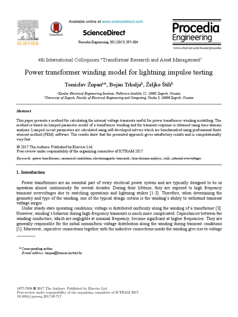 Power Transformer Winding Model For Lightning Impulse Testing PDF | PDF ...
