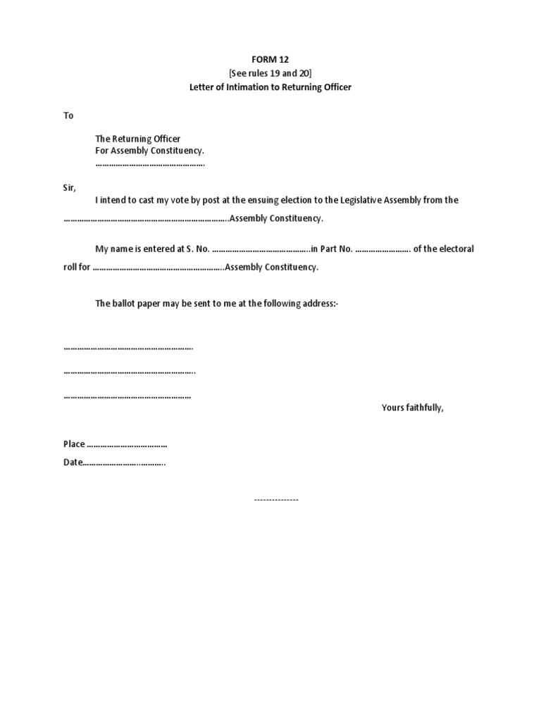 Sample Letter for Voting by Post | PDF