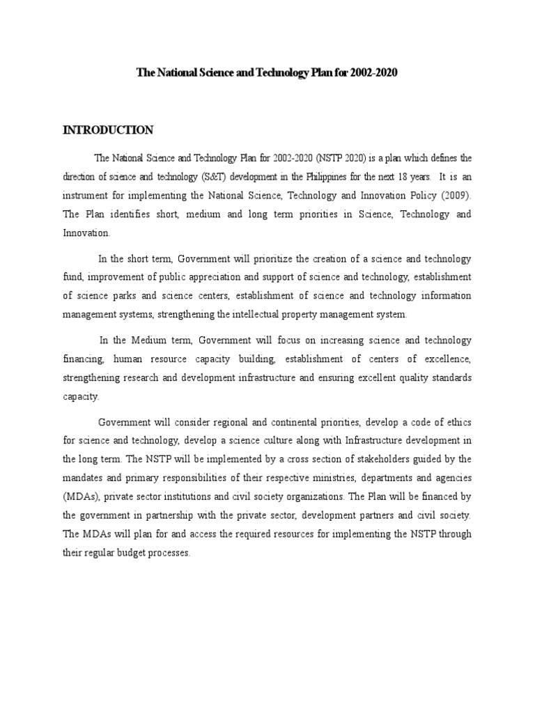 National Science and Technology Plan 2020 | PDF | Capacity Building ...