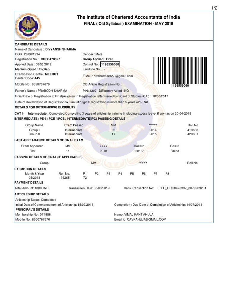 Chartered Accountant Exam Syllabus 