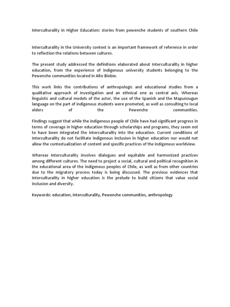 Interculturality in Higher Education | PDF | Indigenous Peoples | Learning
