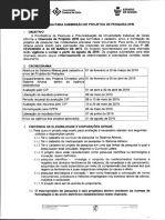 Chamada Para Submisso de Projetos de Pesquisa 2019