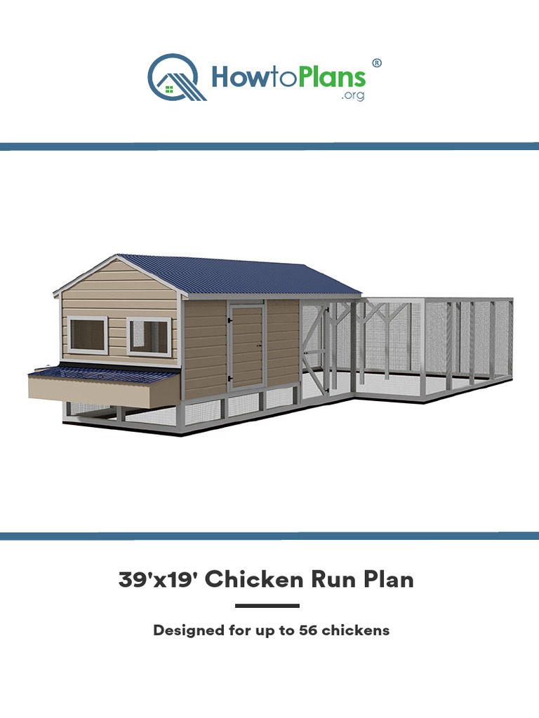 Free 39x19 Chicken Run Plan PDF PDF Framing (Construction) Screw