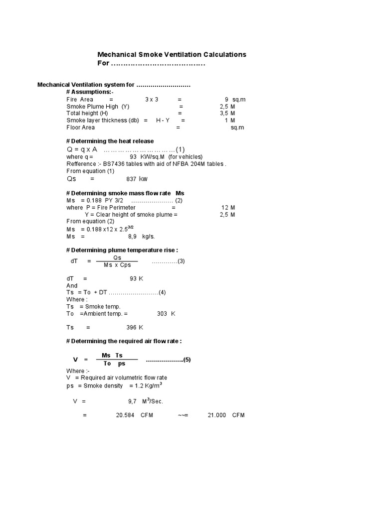 Smoke & Ventilation Calculationsmech