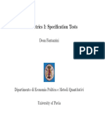 Econometrics I: Specification Tests: Dean Fantazzini