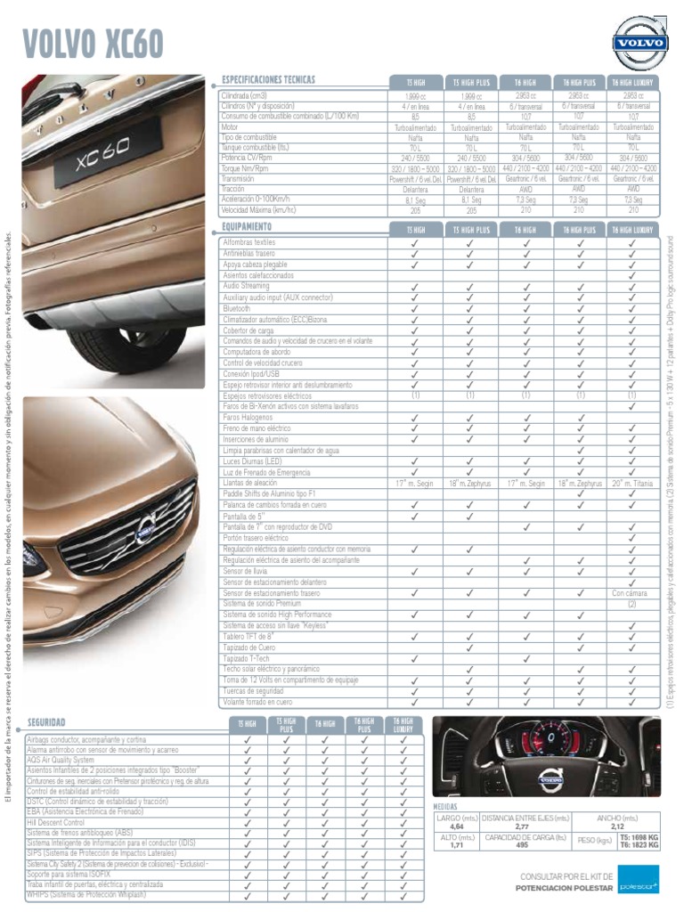 Ficha Técnica Volvo XC60 T5 y T6 | PDF | Transporte privado | Vehículo ...