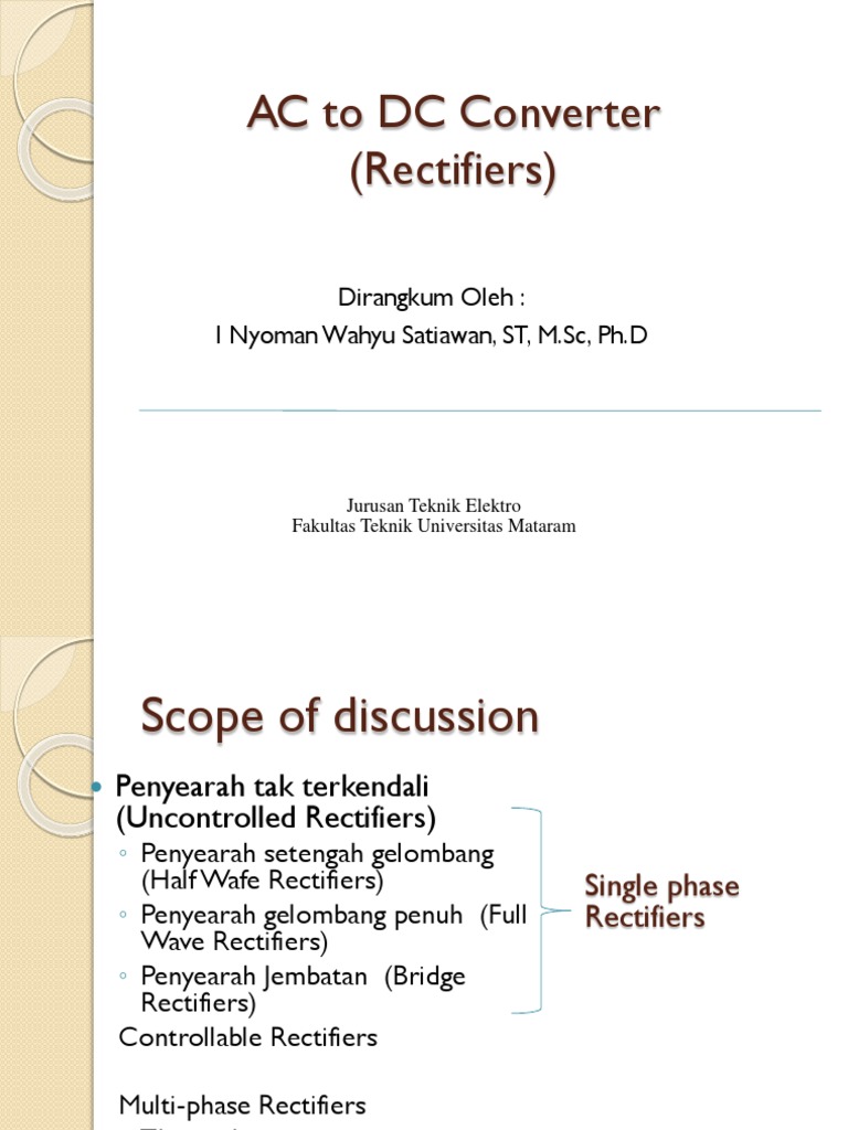 AC To DC Converter (Rectifiers) Dirangkum Oleh I Nyoman Wahyu