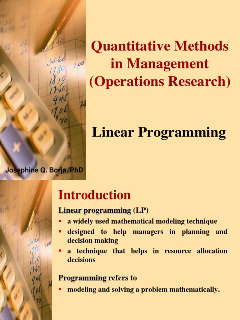 Linear Programming in Operations Research | PDF | Linear Programming ...