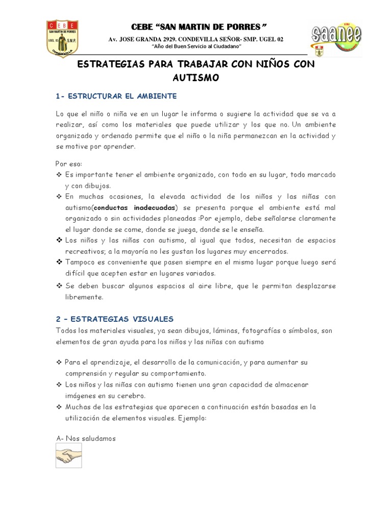 Estrategias para Trabajar Con Niños Con Autismo | PDF | Espectro
