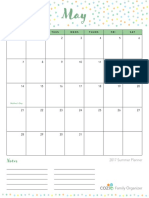 2017 Cozi Summer Planner - 1 Month View PDF